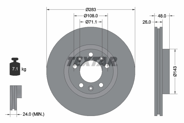 Disc frana punte fata (92111803 TEXTAR) PEUGEOT