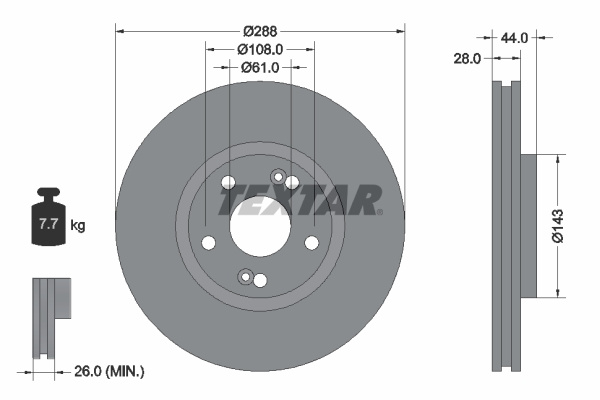 Disc frana punte fata (92112200 TEXTAR) RENAULT