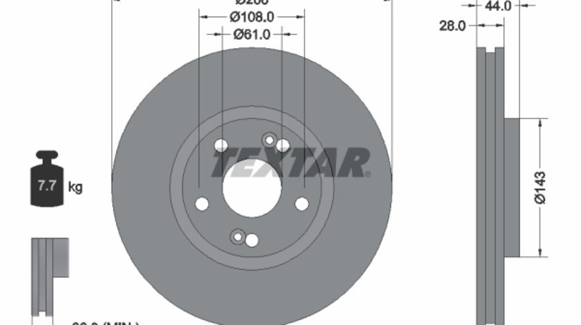 Disc frana punte fata (92112200 TEXTAR) RENAULT