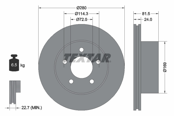Disc frana punte fata (92113500 TEXTAR) JEEP,JEEP (BJC)