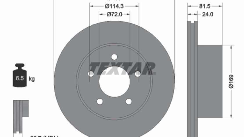 Disc frana punte fata (92113500 TEXTAR) JEEP,JEEP (BJC)