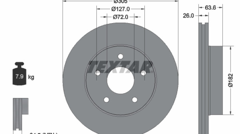 Disc frana punte fata (92113600 TEXTAR) BEIJING BENZ (BBDC),JEEP,JEEP (BJC)