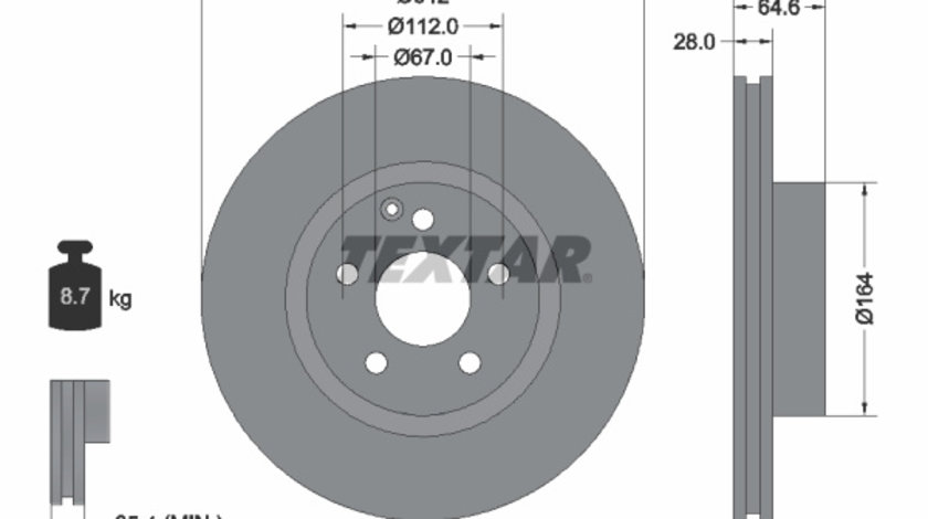 Disc frana punte fata (92115305 TEXTAR) MERCEDES-BENZ,MERCEDES-BENZ (BBDC)