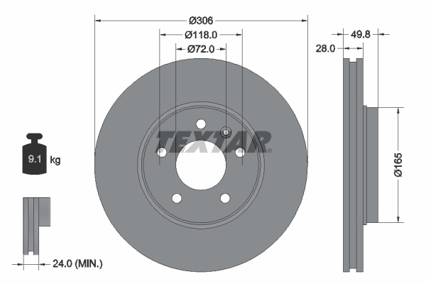 Disc frana punte fata (92116005 TEXTAR) NISSAN,OPEL,RENAULT,VAUXHALL