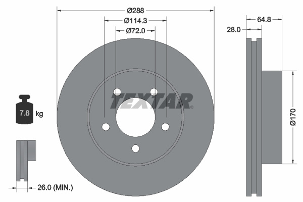 Disc frana punte fata (92119704 TEXTAR) JEEP