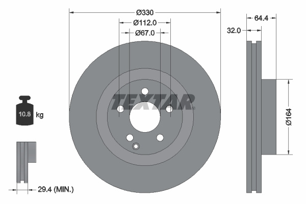Disc frana punte fata (92119905 TEXTAR) MERCEDES-BENZ,MERCEDES-BENZ (BBDC)