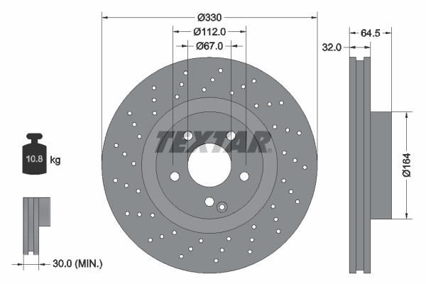 Disc frana punte fata (92120207 TEXTAR) MERCEDES-BENZ,MERCEDES-BENZ (BBDC)