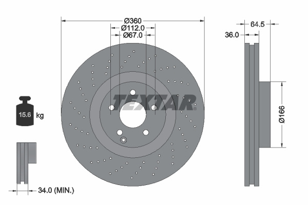 Disc frana punte fata (92120305 TEXTAR) BRABUS,MERCEDES-BENZ