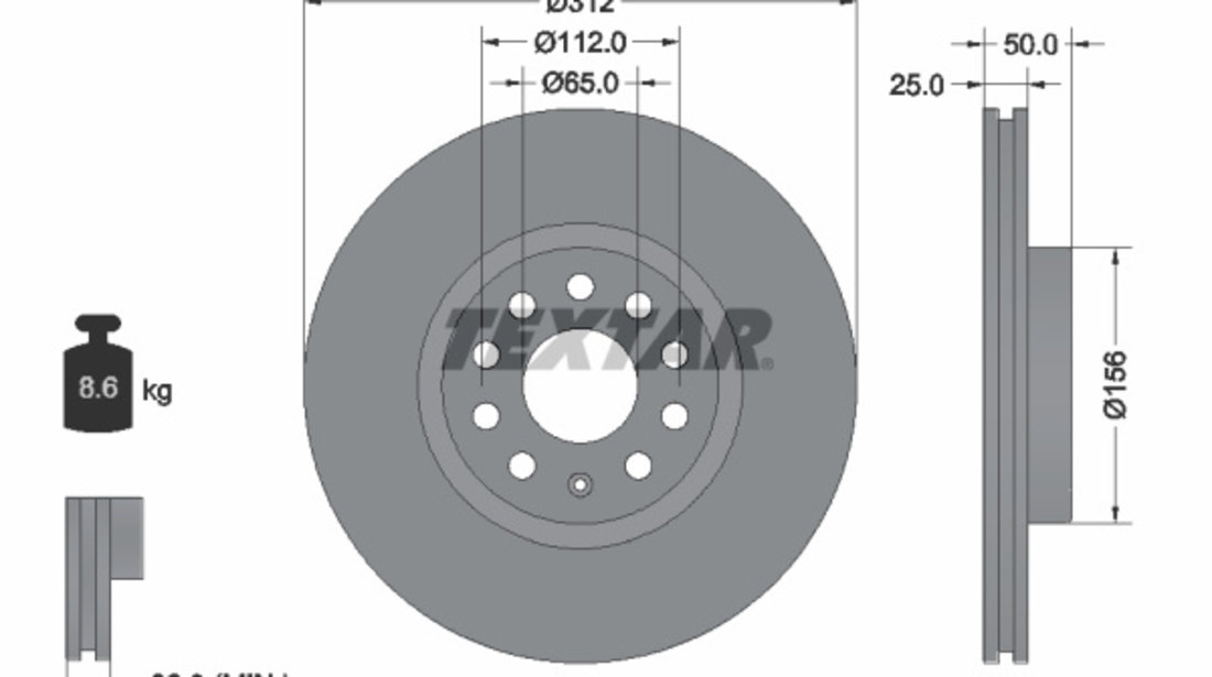 Disc frana punte fata (92120505 TEXTAR) AUDI,AUDI (FAW),CUPRA,FORD,SEAT,SKODA,SKODA (SVW),VW,VW (FAW),VW (SVW)