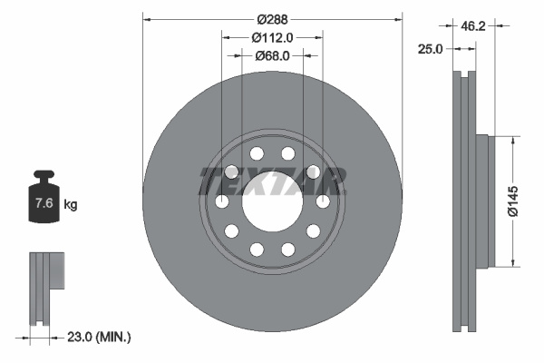 Disc frana punte fata (92121005 TEXTAR) SKODA,VW,VW (SVW)