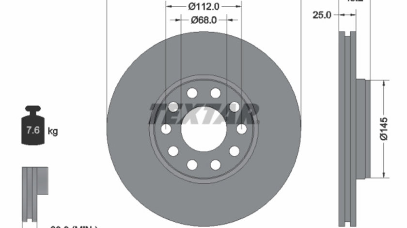 Disc frana punte fata (92121005 TEXTAR) SKODA,VW,VW (SVW)