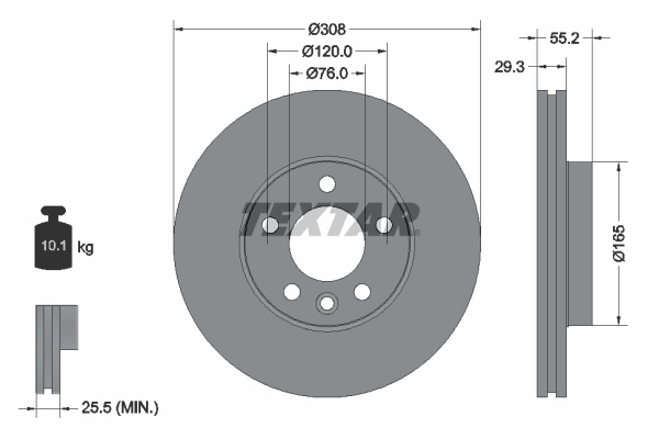 Disc frana punte fata (92121205 TEXTAR) VW