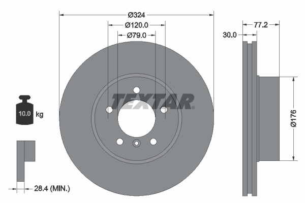 Disc frana punte fata (92122605 TEXTAR) BMW,BMW (BRILLIANCE)