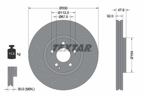 Disc frana punte fata (92124100 TEXTAR) MERCEDES-BENZ