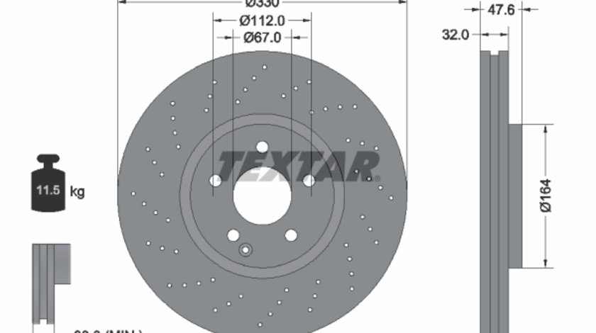 Disc frana punte fata (92124100 TEXTAR) MERCEDES-BENZ