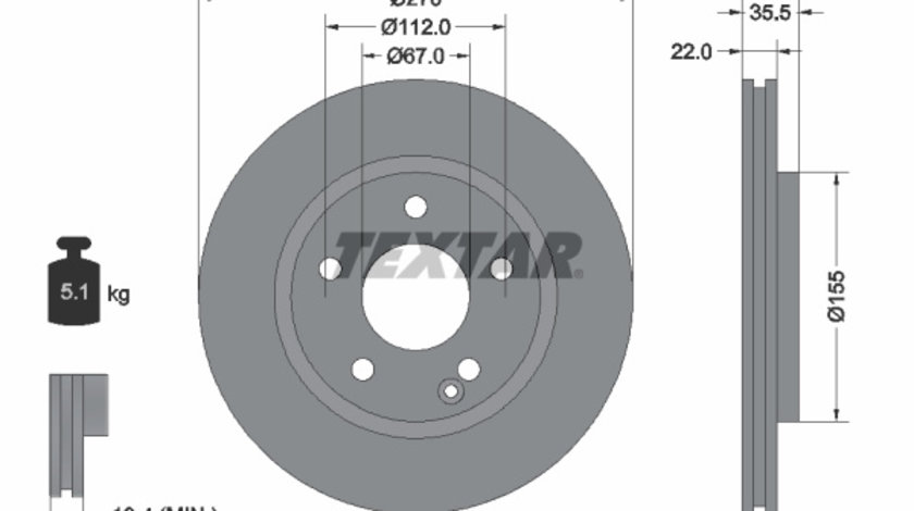 Disc frana punte fata (92124503 TEXTAR) MERCEDES-BENZ