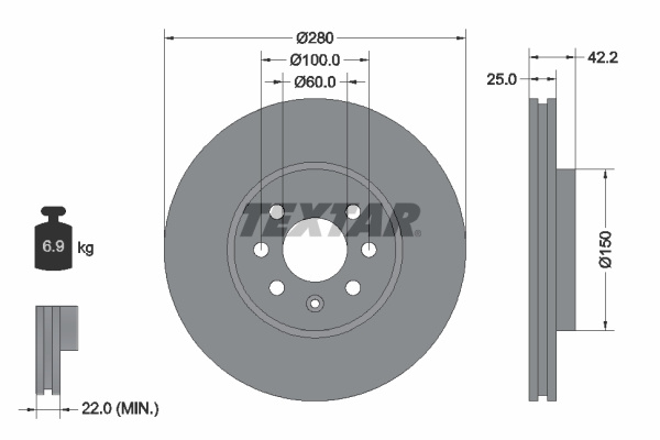Disc frana punte fata (92124603 TEXTAR) CHEVROLET,HOLDEN,OPEL,VAUXHALL