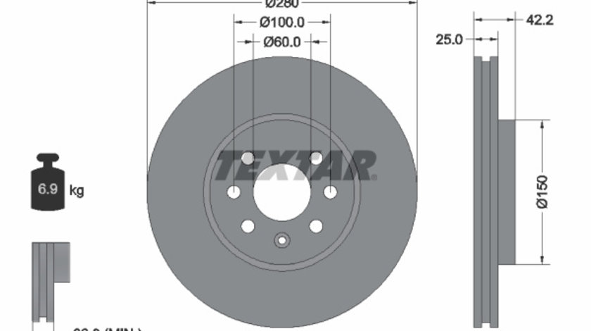 Disc frana punte fata (92124603 TEXTAR) CHEVROLET,HOLDEN,OPEL,VAUXHALL