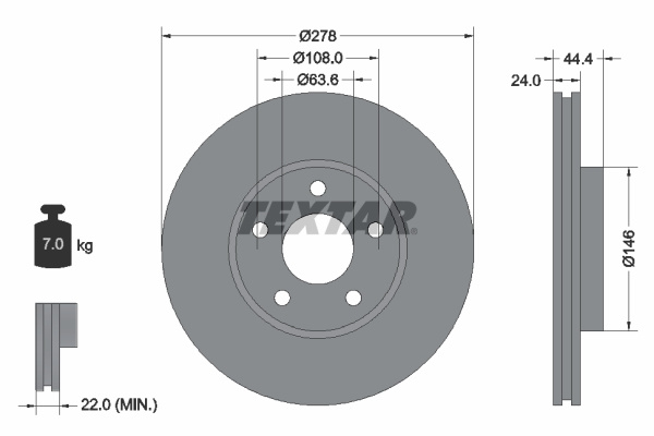 Disc frana punte fata (92124803 TEXTAR) FORD