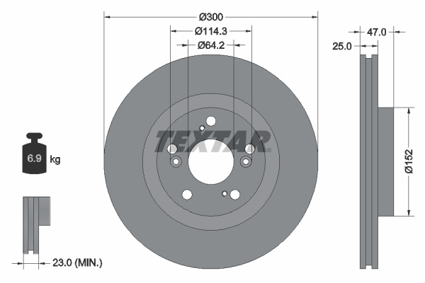 Disc frana punte fata (92125000 TEXTAR) ACURA,HONDA,HONDA (DONGFENG)