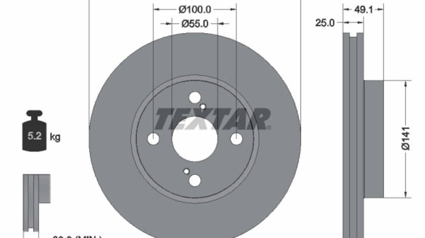 Disc frana punte fata (92125903 TEXTAR) LIFAN,TOYOTA