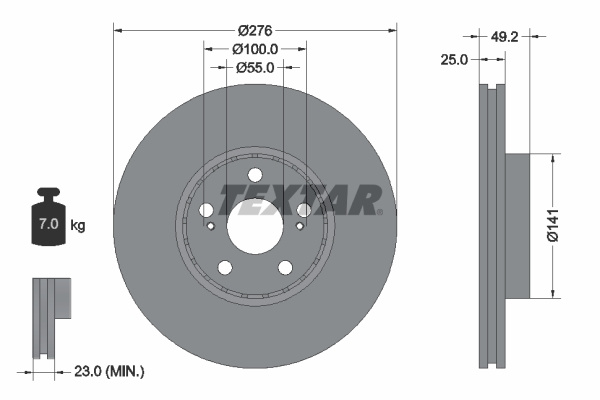 Disc frana punte fata (92126403 TEXTAR) TOYOTA