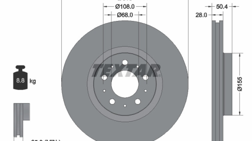 Disc frana punte fata (92126603 TEXTAR) VOLVO,VOLVO ASIA