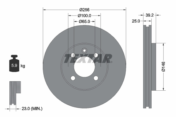 Disc frana punte fata (92128300 TEXTAR) VW