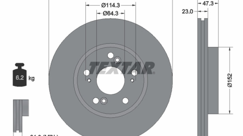 Disc frana punte fata (92128400 TEXTAR) BYD,CIIMO,HONDA,HONDA (DONGFENG),HONDA (GAC)