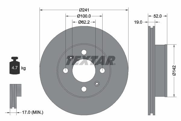 Disc frana punte fata (92128500 TEXTAR) DODGE,HYUNDAI,KIA (DYK)