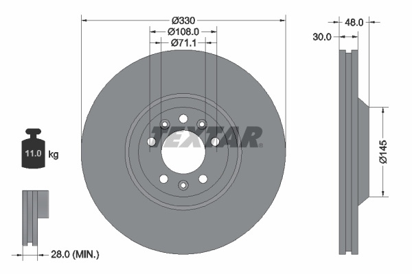 Disc frana punte fata (92129503 TEXTAR) Citroen,PEUGEOT