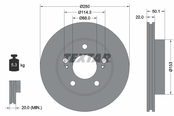 Disc frana punte fata (92129800 TEXTAR) NISSAN