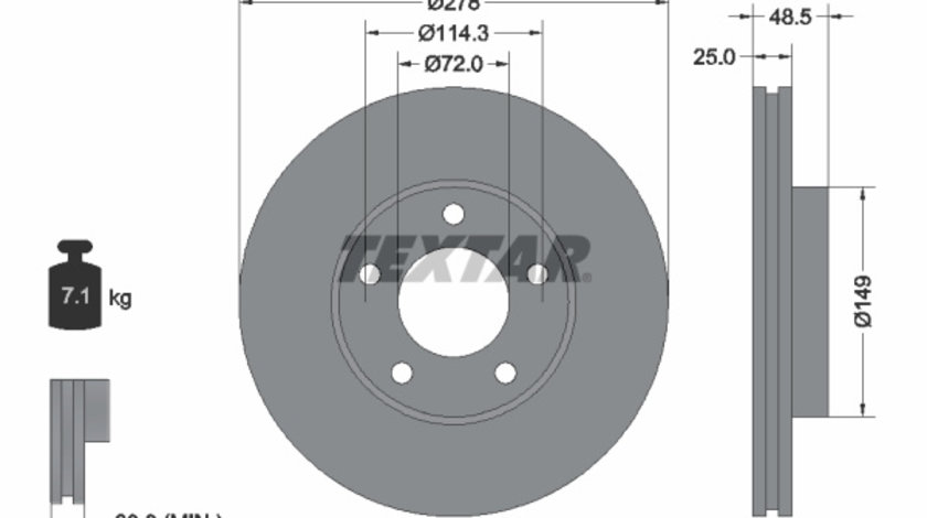 Disc frana punte fata (92130303 TEXTAR) HAIMA (FAW),MAZDA,MAZDA (CHANGAN),NISSAN