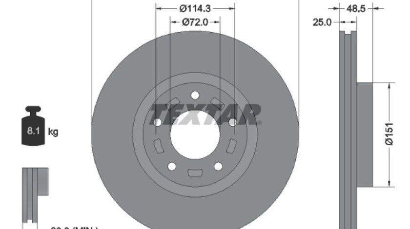 Disc frana punte fata (92130400 TEXTAR) MAZDA,NISSAN