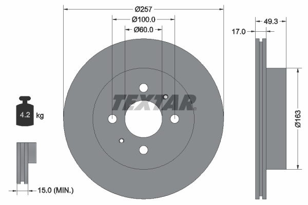 Disc frana punte fata (92131200 TEXTAR) CHEVROLET,SUZUKI