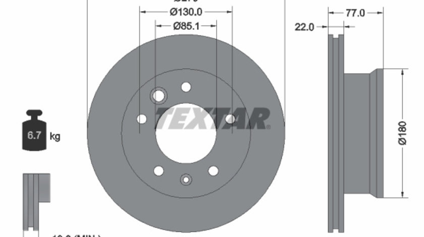 Disc frana punte fata (92131503 TEXTAR) DODGE,FREIGHTLINER,MERCEDES-BENZ,MULTICAR,VW