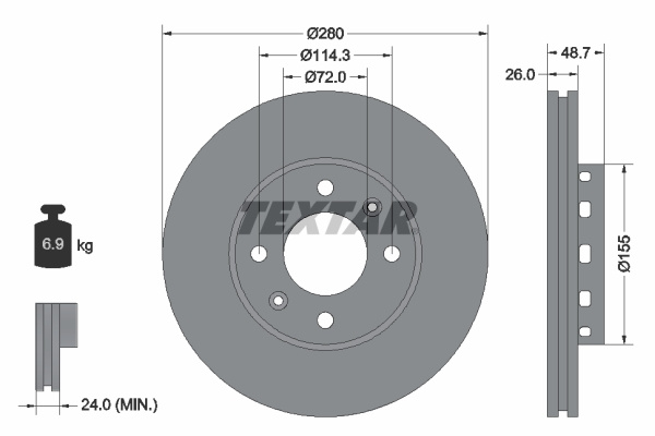 Disc frana punte fata (92131700 TEXTAR) KIA,NAZA
