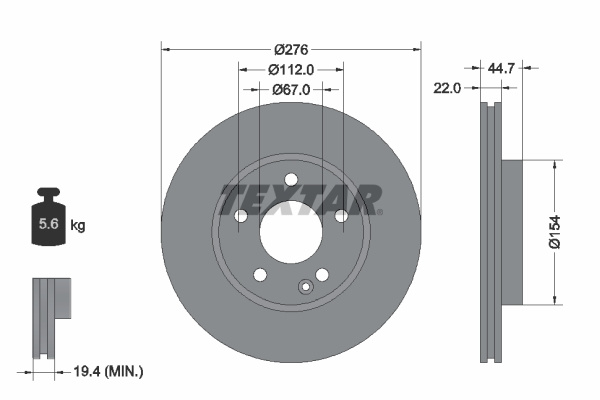 Disc frana punte fata (92131903 TEXTAR) MERCEDES-BENZ