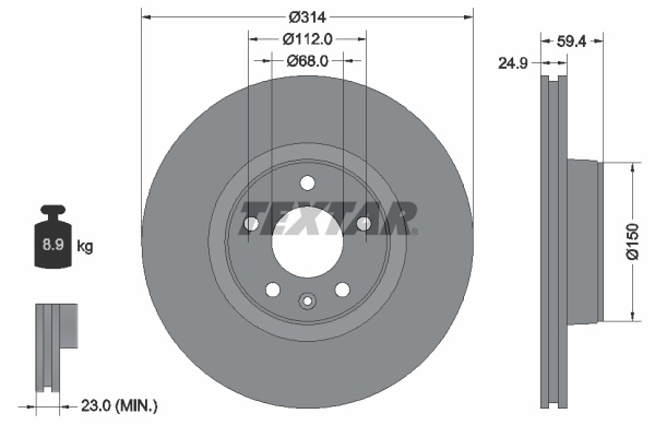 Disc frana punte fata (92132205 TEXTAR) AUDI,AUDI (FAW)
