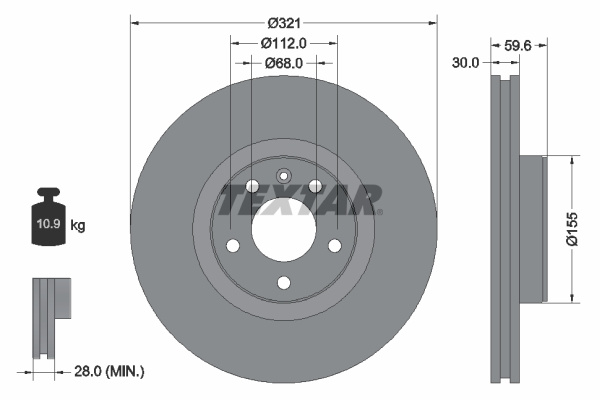 Disc frana punte fata (92132305 TEXTAR) AUDI,AUDI (FAW)