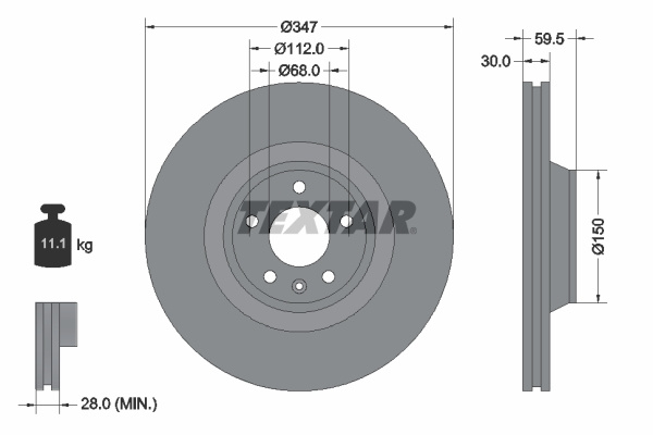 Disc frana punte fata (92132405 TEXTAR) AUDI,AUDI (FAW)