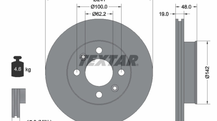 Disc frana punte fata (92134100 TEXTAR) HYUNDAI,INOKOM