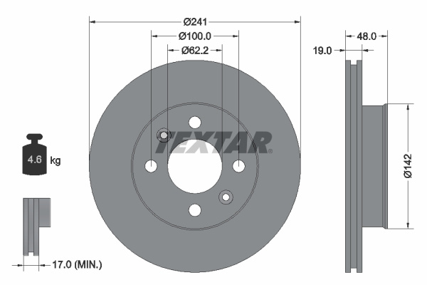 Disc frana punte fata (92134103 TEXTAR) HYUNDAI,INOKOM