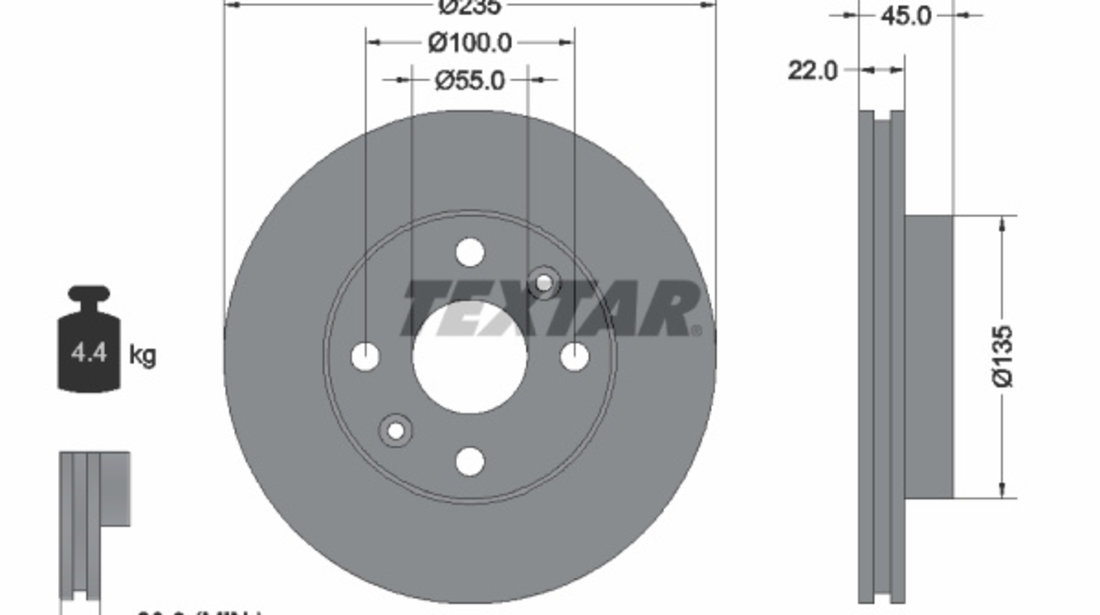 Disc frana punte fata (92134200 TEXTAR) KIA