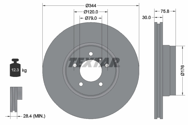 Disc frana punte fata (92134400 TEXTAR) LAND ROVER