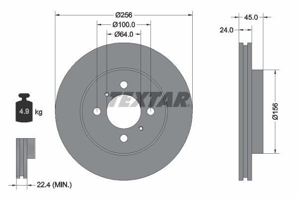 Disc frana punte fata (92135000 TEXTAR) HAFEI,MITSUBISHI,PROTON