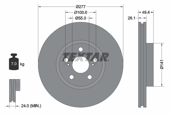 Disc frana punte fata (92135503 TEXTAR) TOYOTA