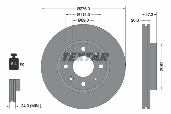 Disc frana punte fata (92136700 TEXTAR) HORKI (DYK),KIA,KIA (DYK)
