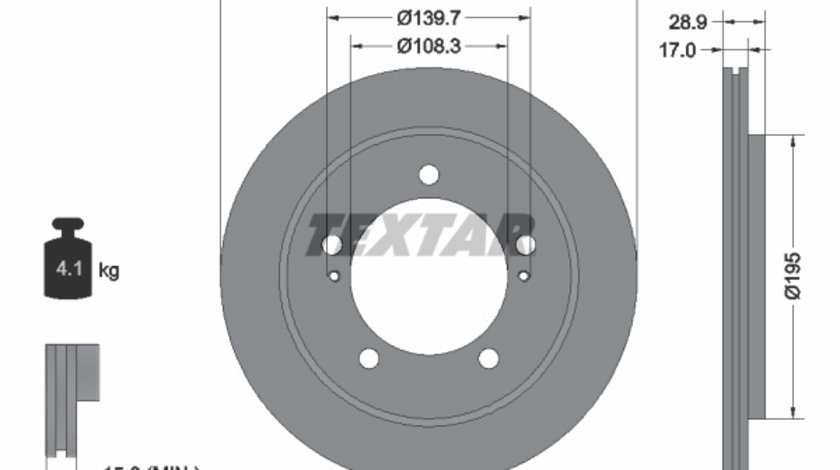 Disc frana punte fata (92136800 TEXTAR) CHEVROLET,SUZUKI