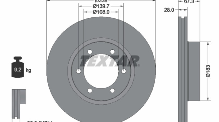 Disc frana punte fata (92137303 TEXTAR) LEXUS,TOYOTA,TOYOTA (FAW)